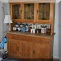 F01. Pine cupboard with stained glass doors. 
